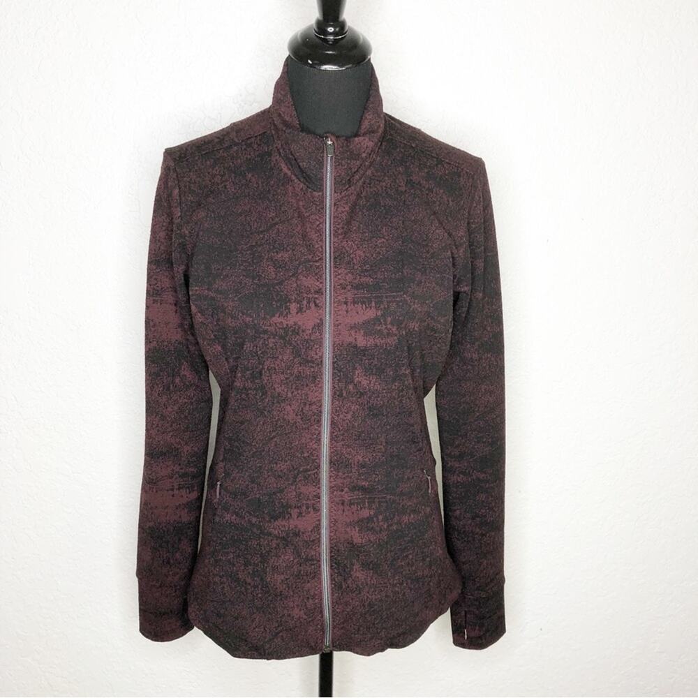 Athleta maroon black full zip athletic jacket size Medium